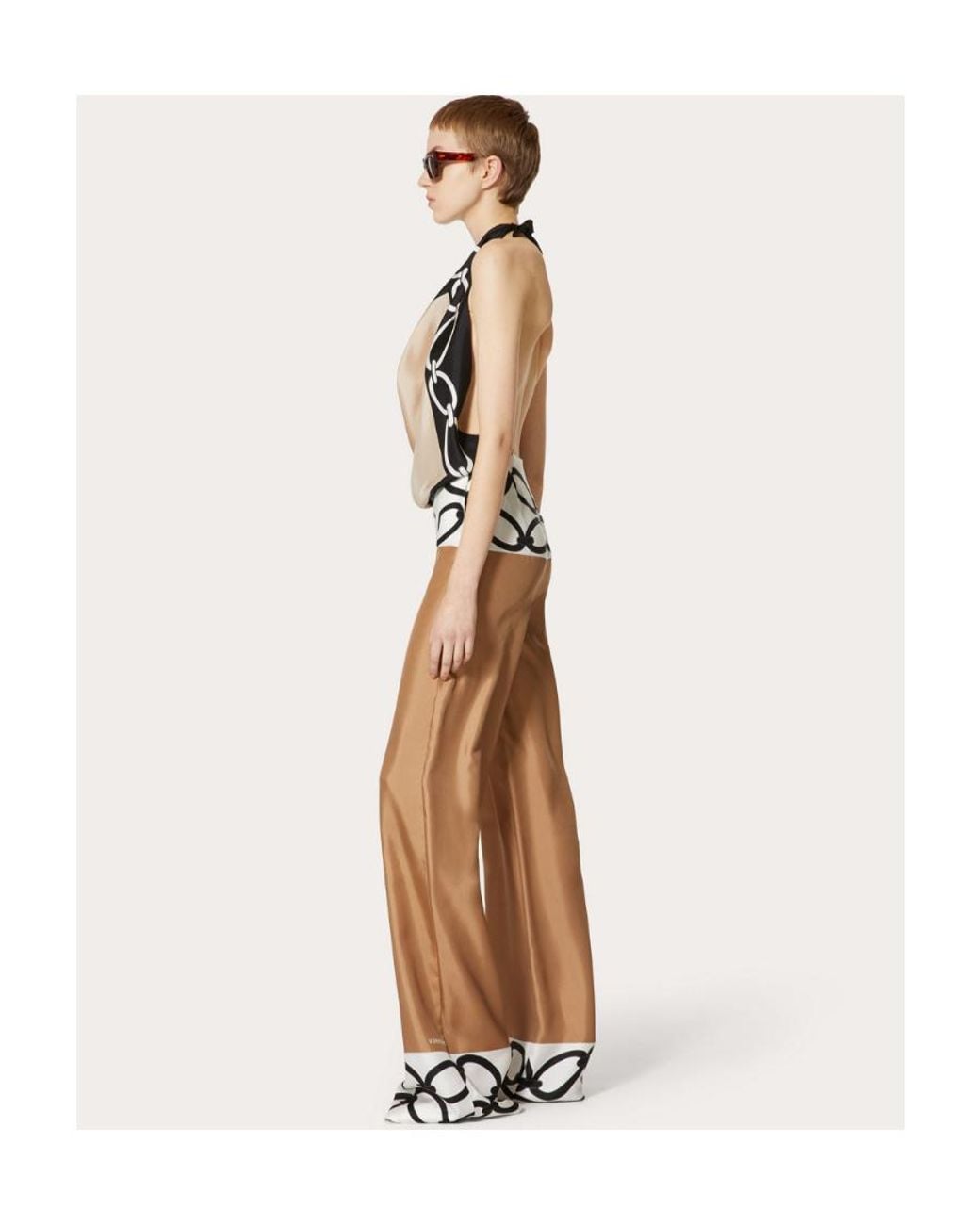 Valentino White Chain 1967 Foulard Silk Jumpsuit