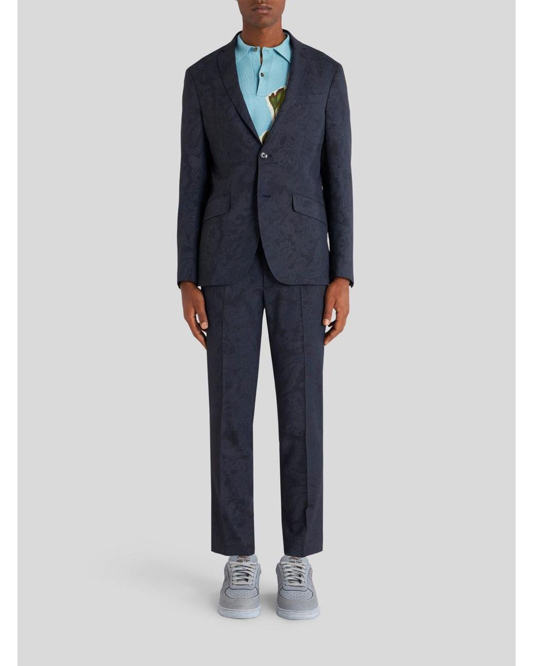 Etro Blue Straight Leg Tailored Pants for men