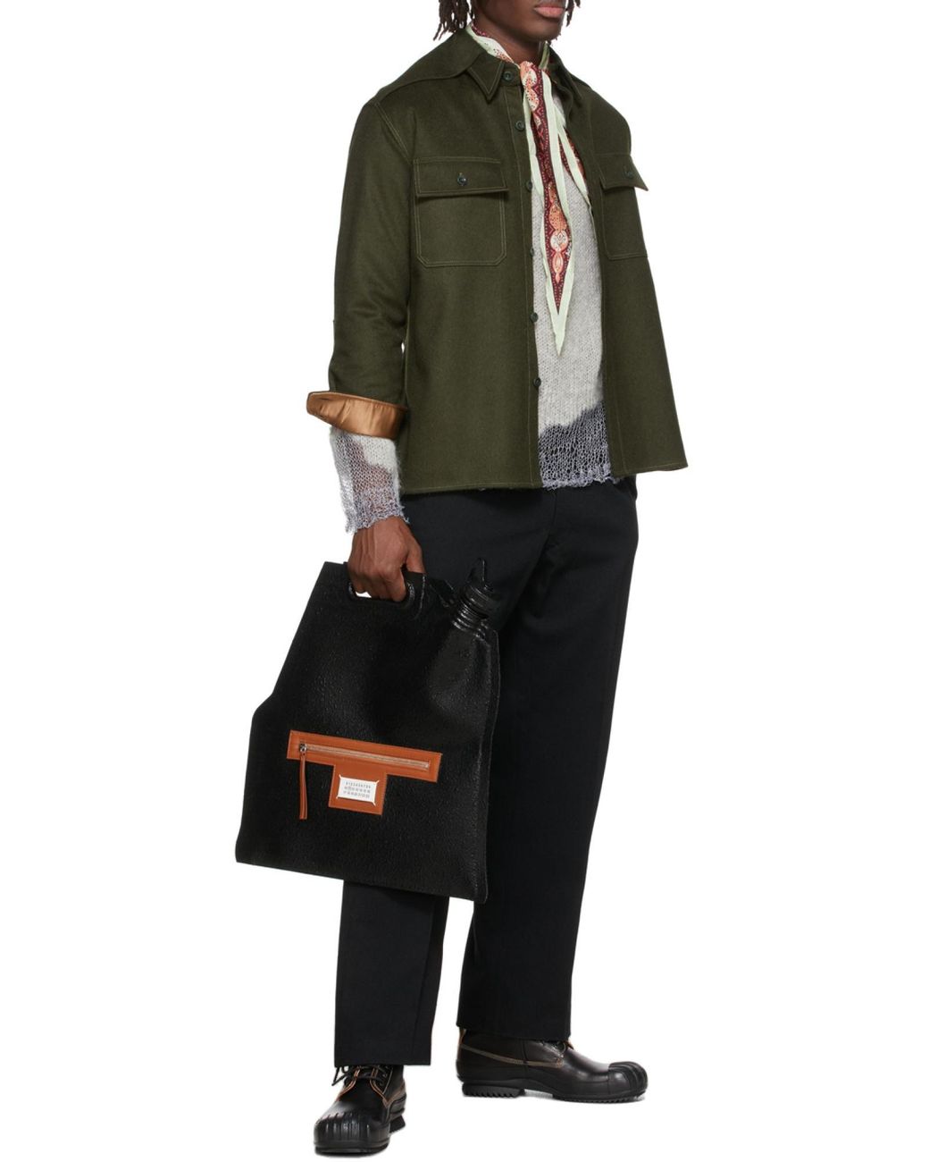 Maison Margiela Black Bottle-Cap Coated Tote Bag for men