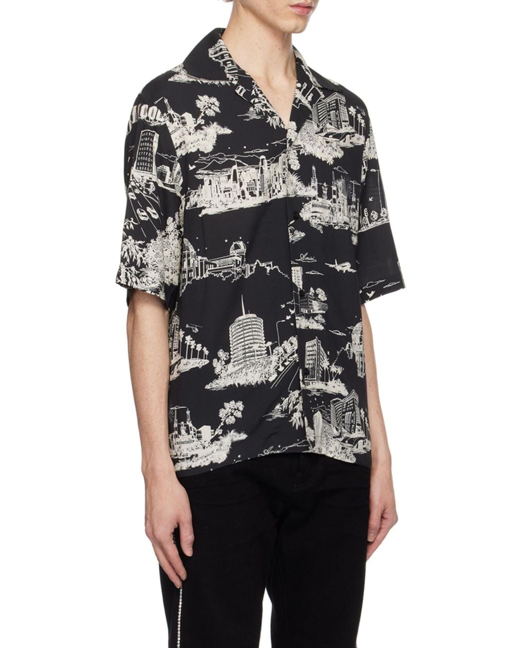 Amiri Gray La Landmark Short-Sleeved Shirt for men