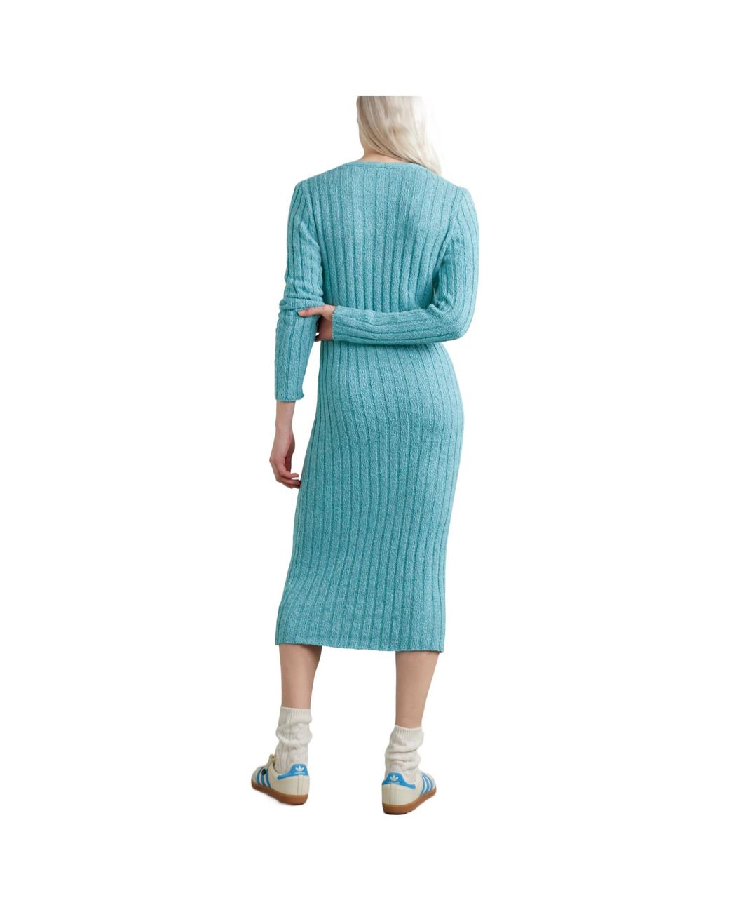 The Elder Statesman Blue Ribbed Midi Dress