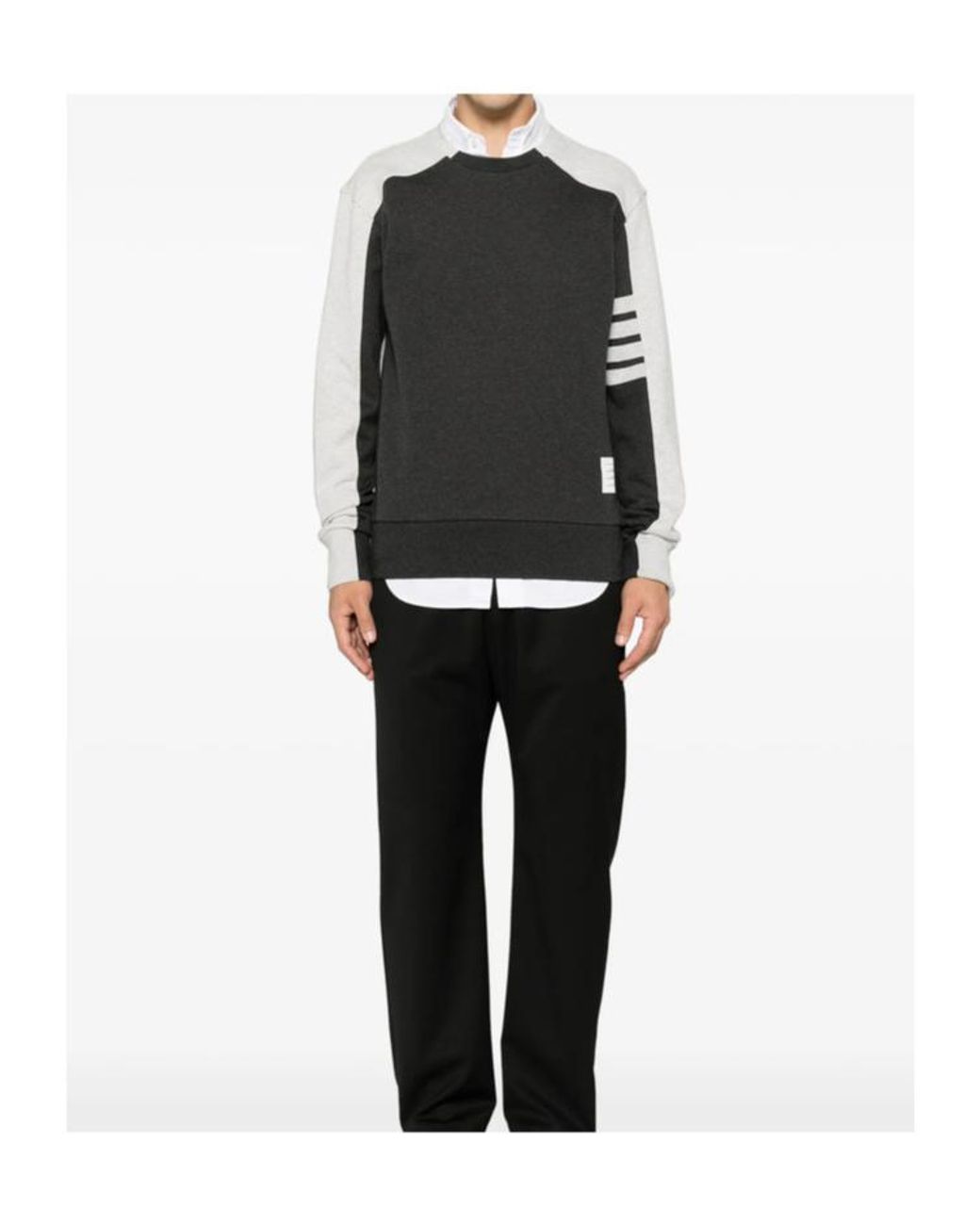 Thom Browne Black Colorblock 4 Bar Sweatshirt for men
