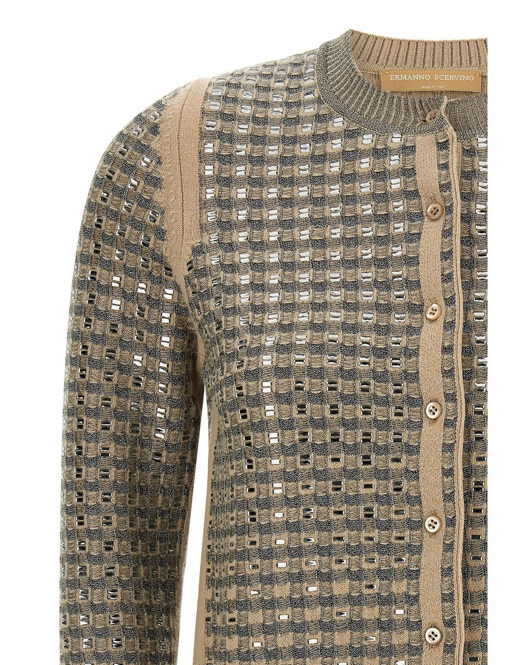 Ermanno Scervino Gray Checked Buttoned Cardigan