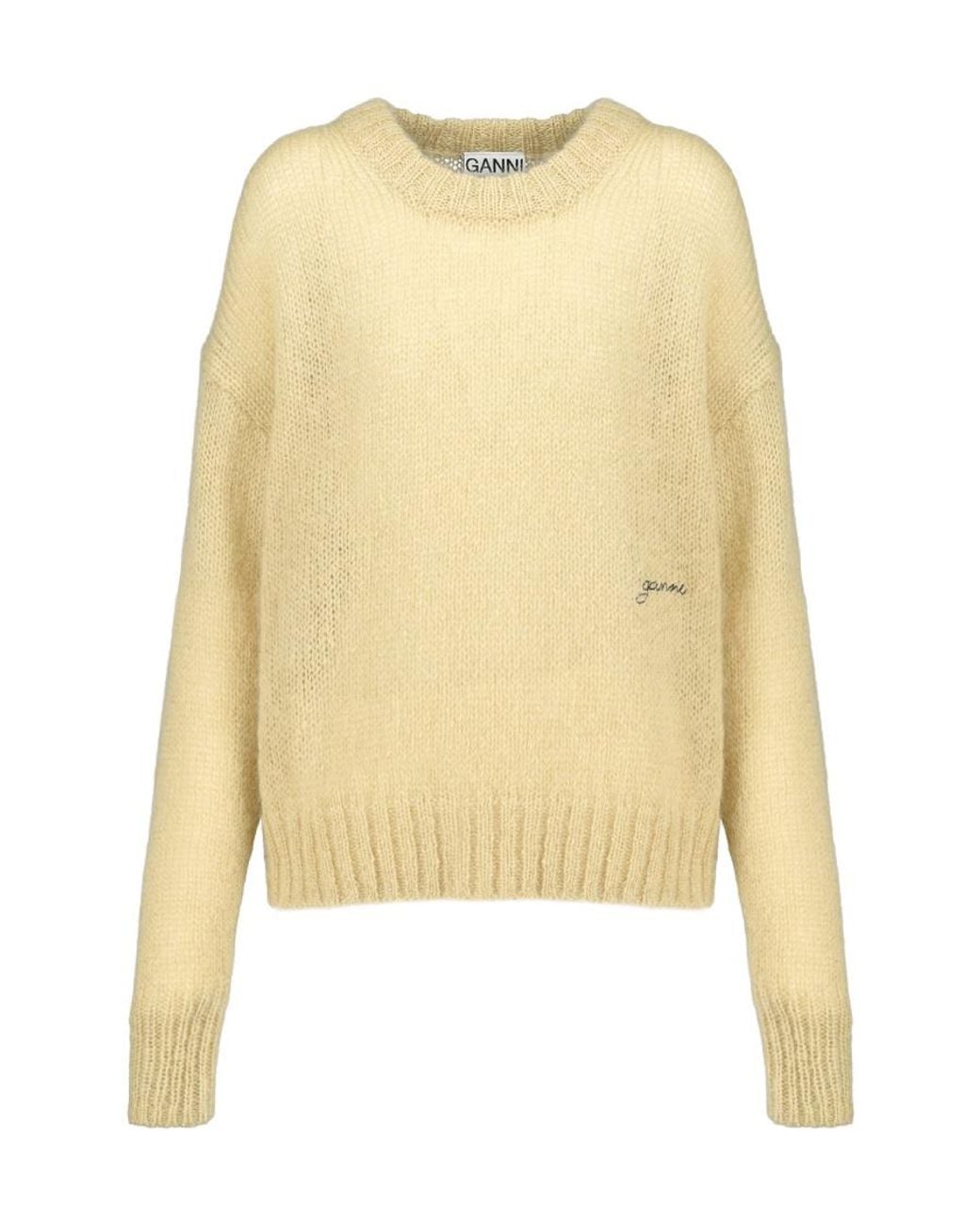 Ganni Yellow Crewneck Long-Sleeved Jumper