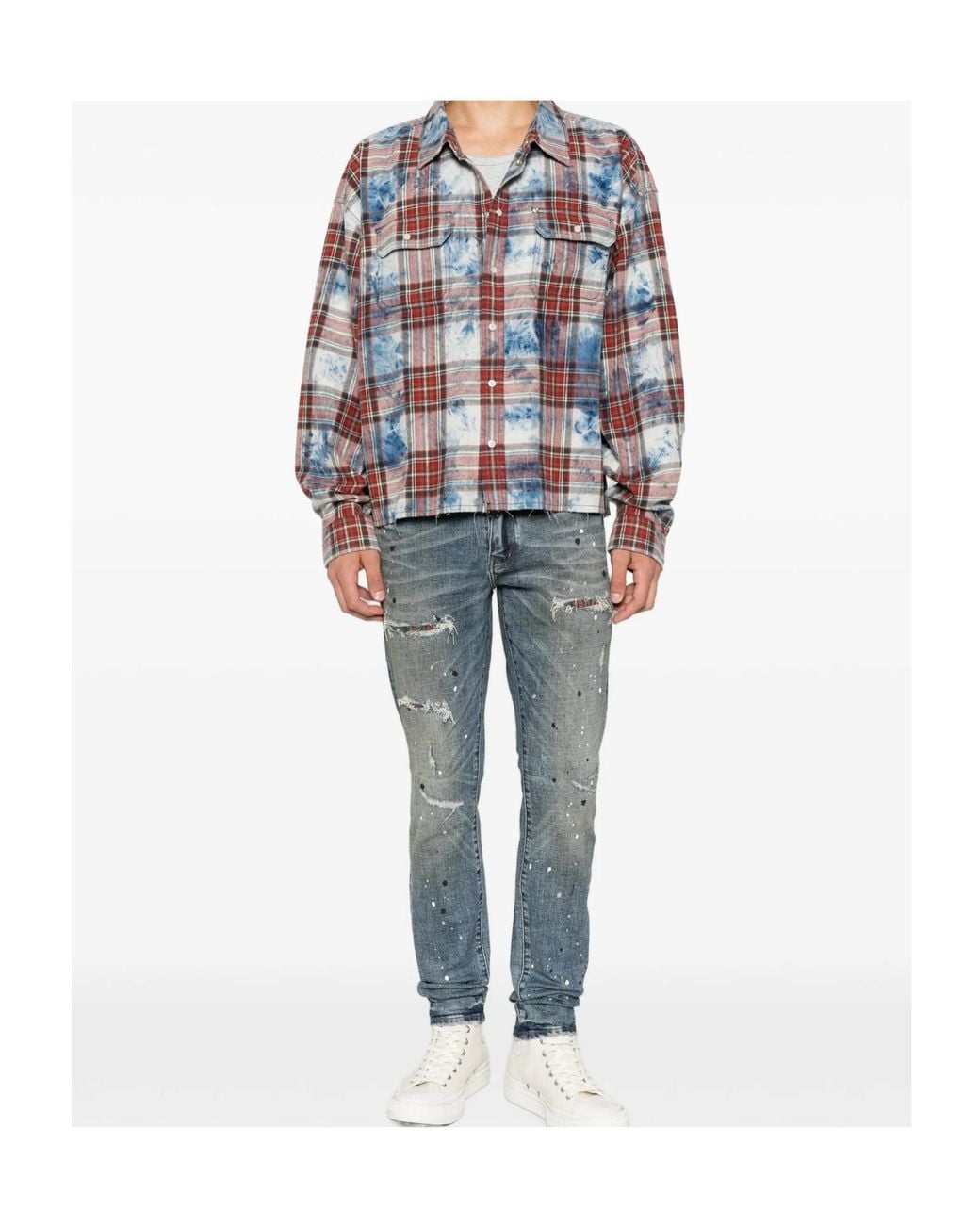 Purple Brand Multicolor Check Print Shirt for men