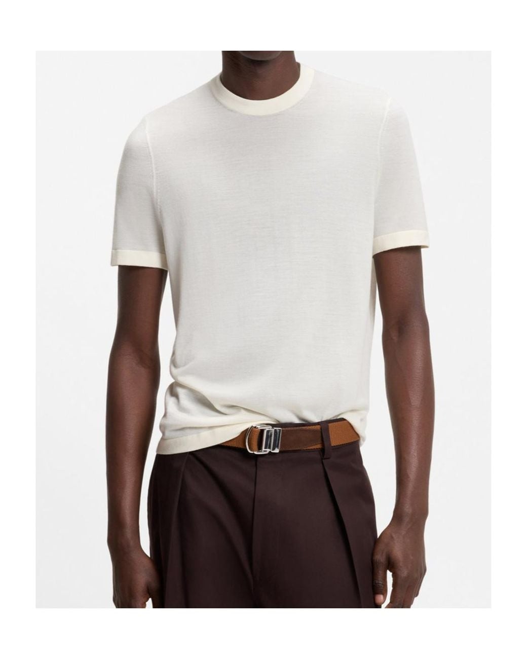 Boss White Boss Short-Sleeved Crewneck Knitted Jumper for men