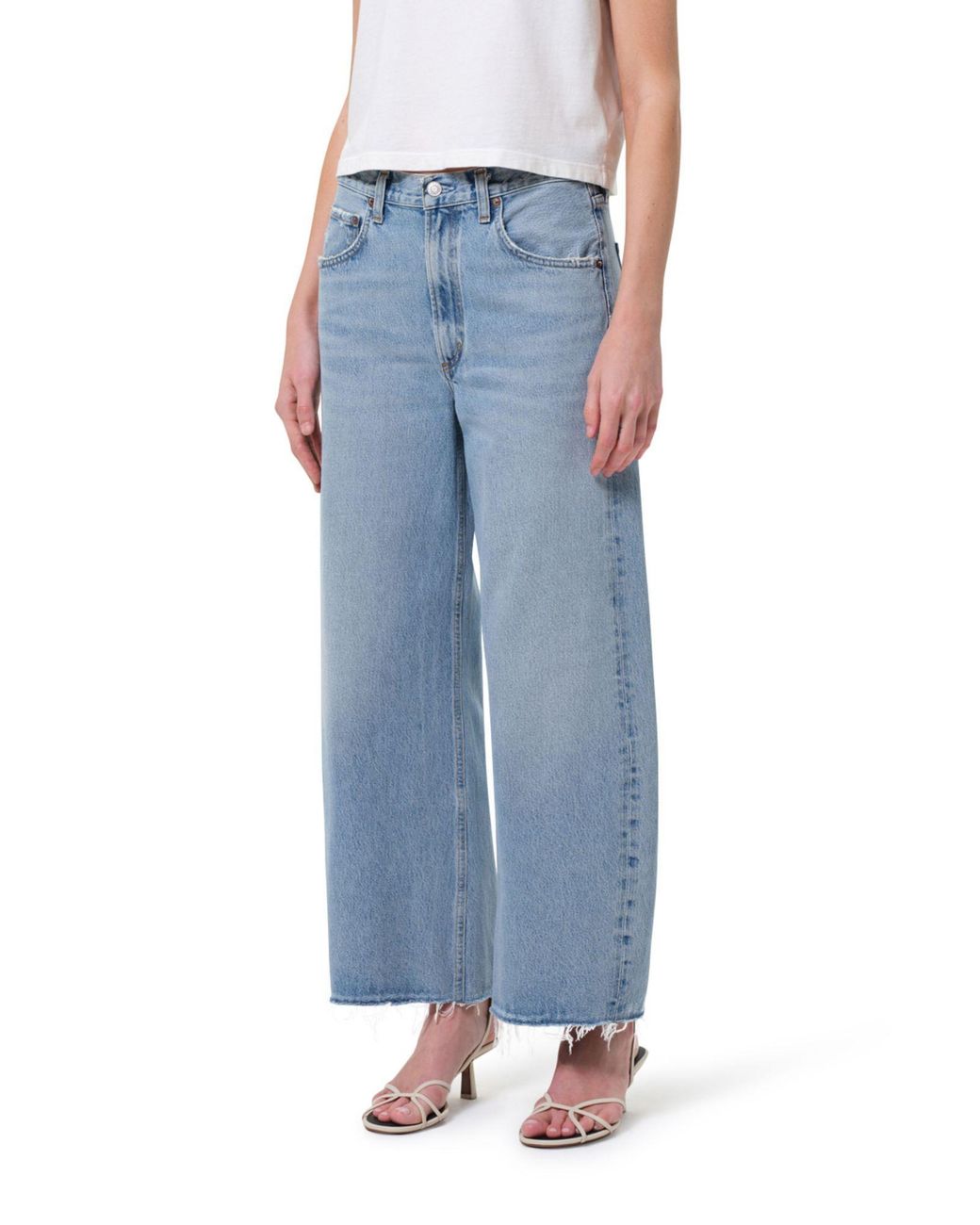 Agolde Blue Low Curve Fray Jeans