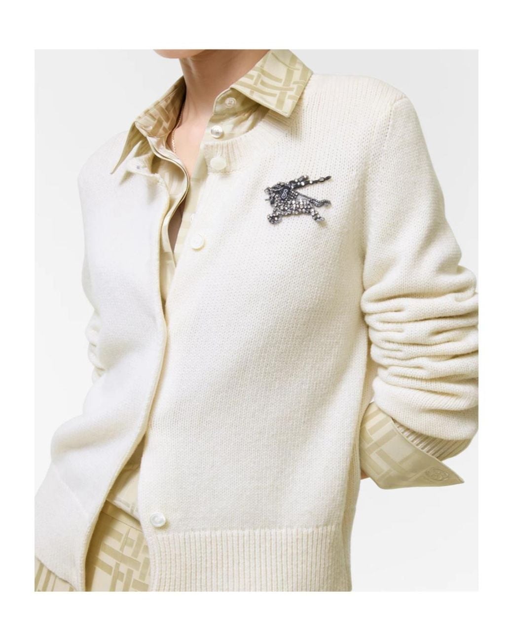 Burberry White Wool-Cashmere Ekd Cardigan