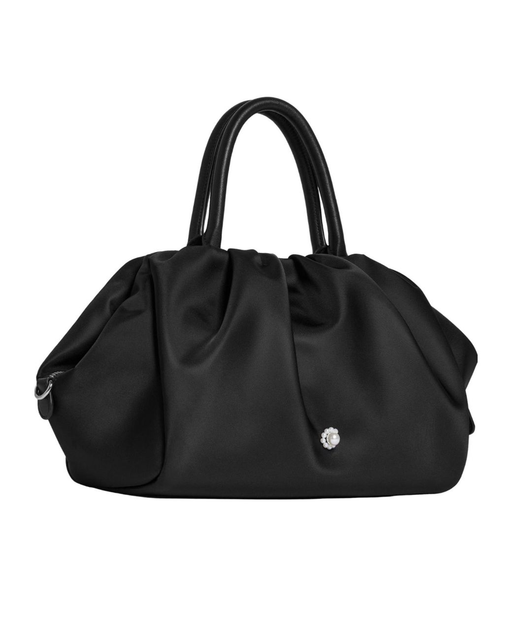Simone Rocha Black Leather-Trimmed Embellished Shell Tote