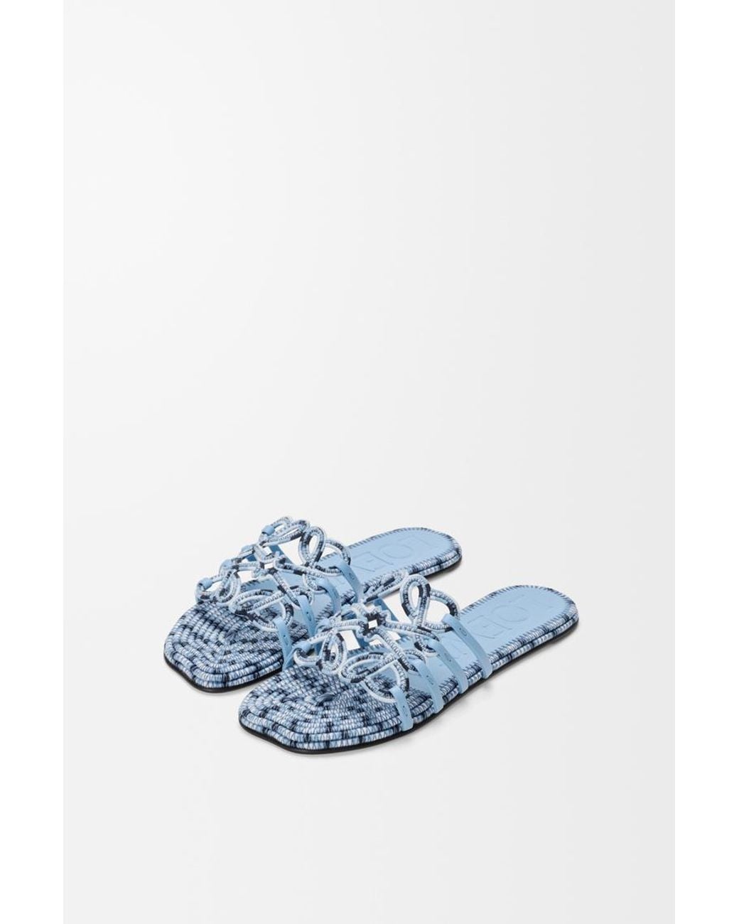 Loewe Blue Petal Anagram Embroidered Sandals