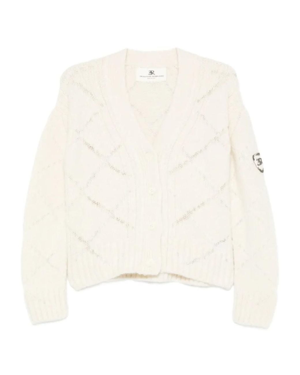 Ermanno Scervino White Button-Front Cable-Knit Cardigan