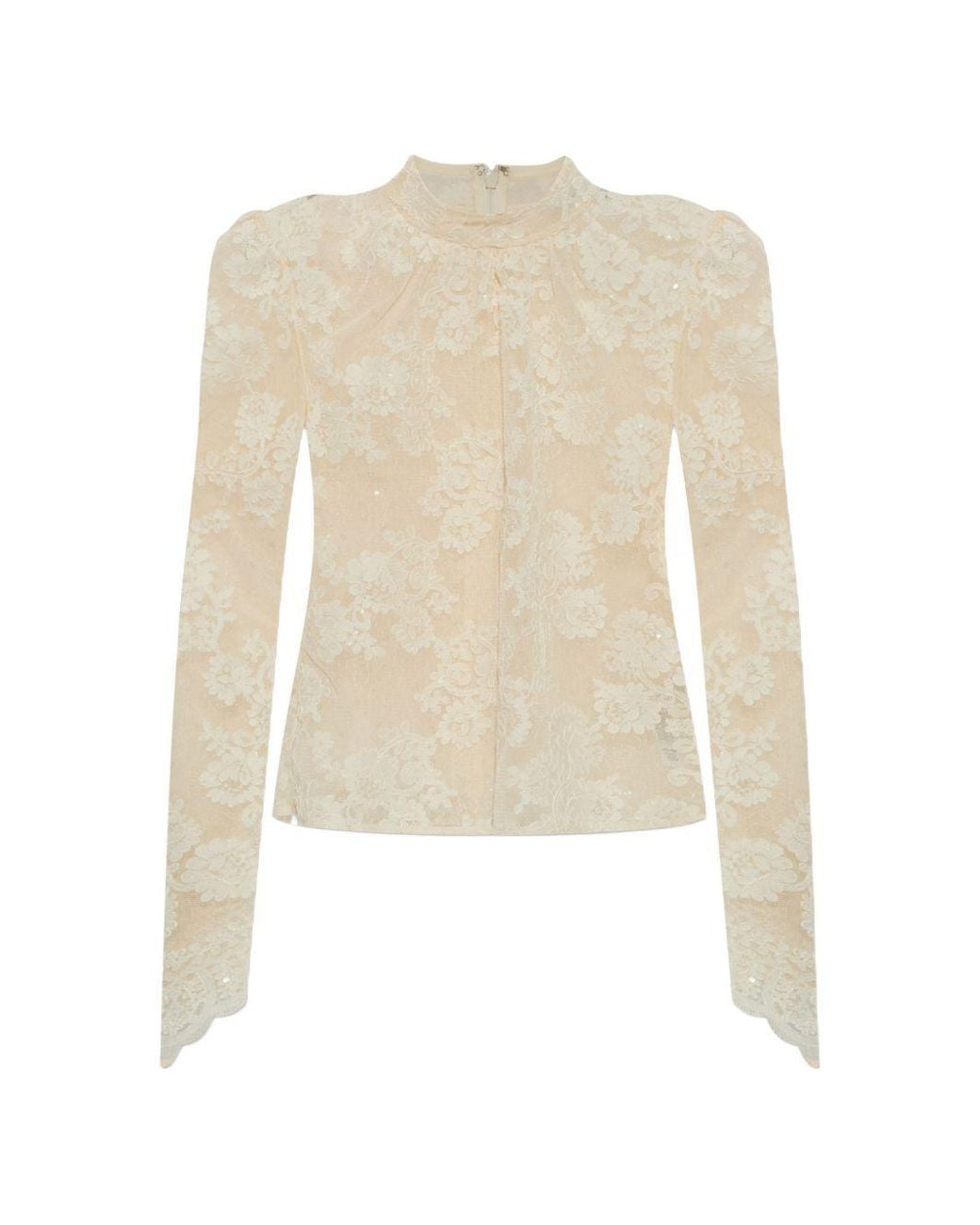 Self-Portrait White Sequinned Lace Top