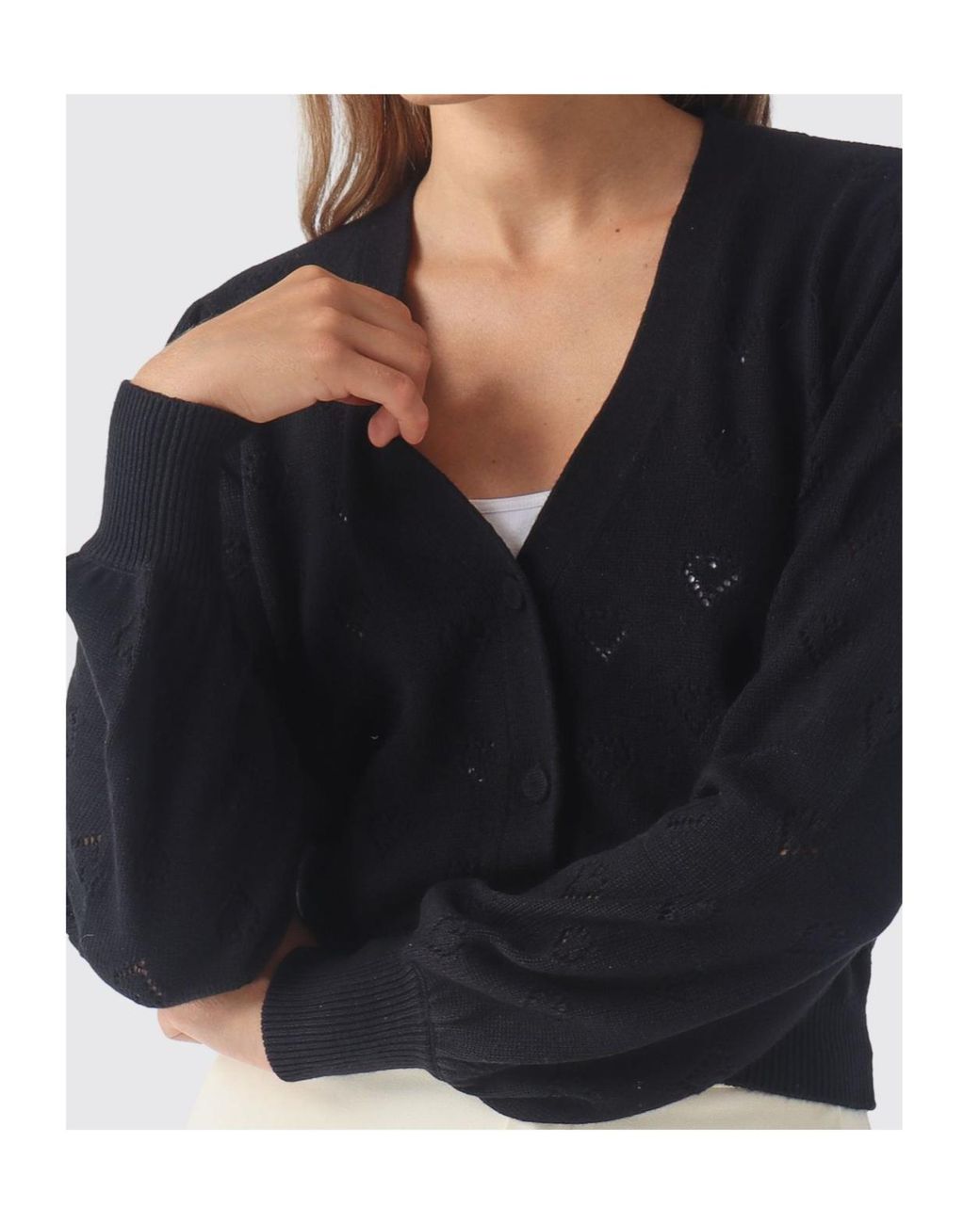 Twinset Black Knit Cardigan With Heart Pattern