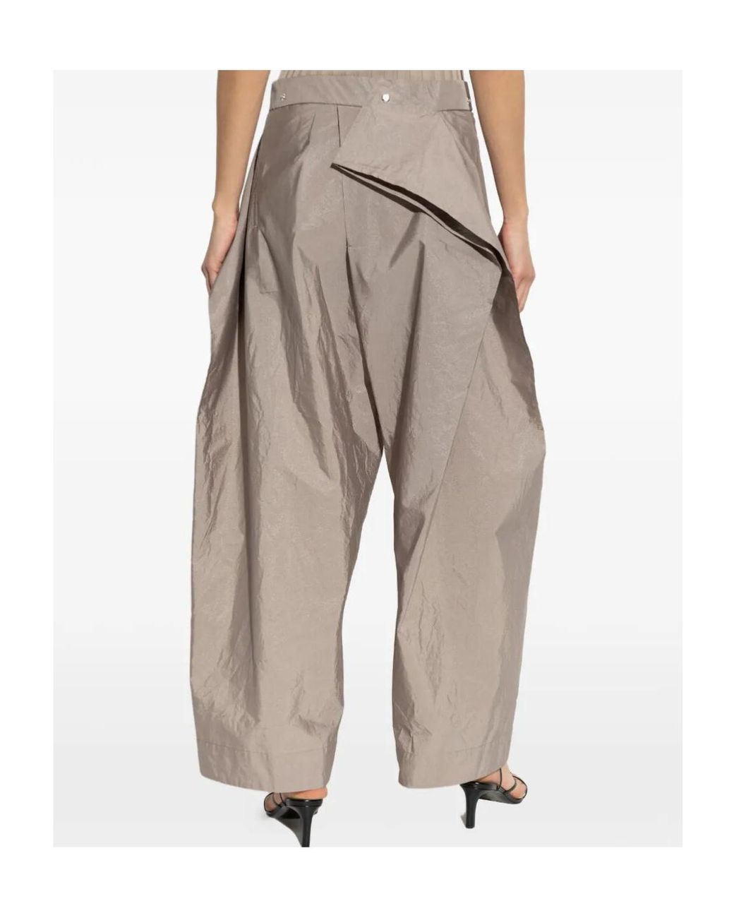 Issey Miyake Green Folded-Detail Wide-Leg Trousers