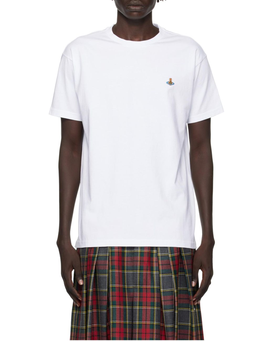Vivienne Westwood White Logo Embroidered Crewneck T-Shirt for men