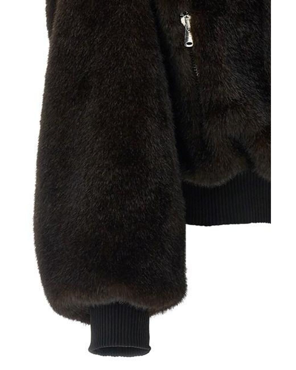 Coperni Black Faux Fur Bomber Jacket