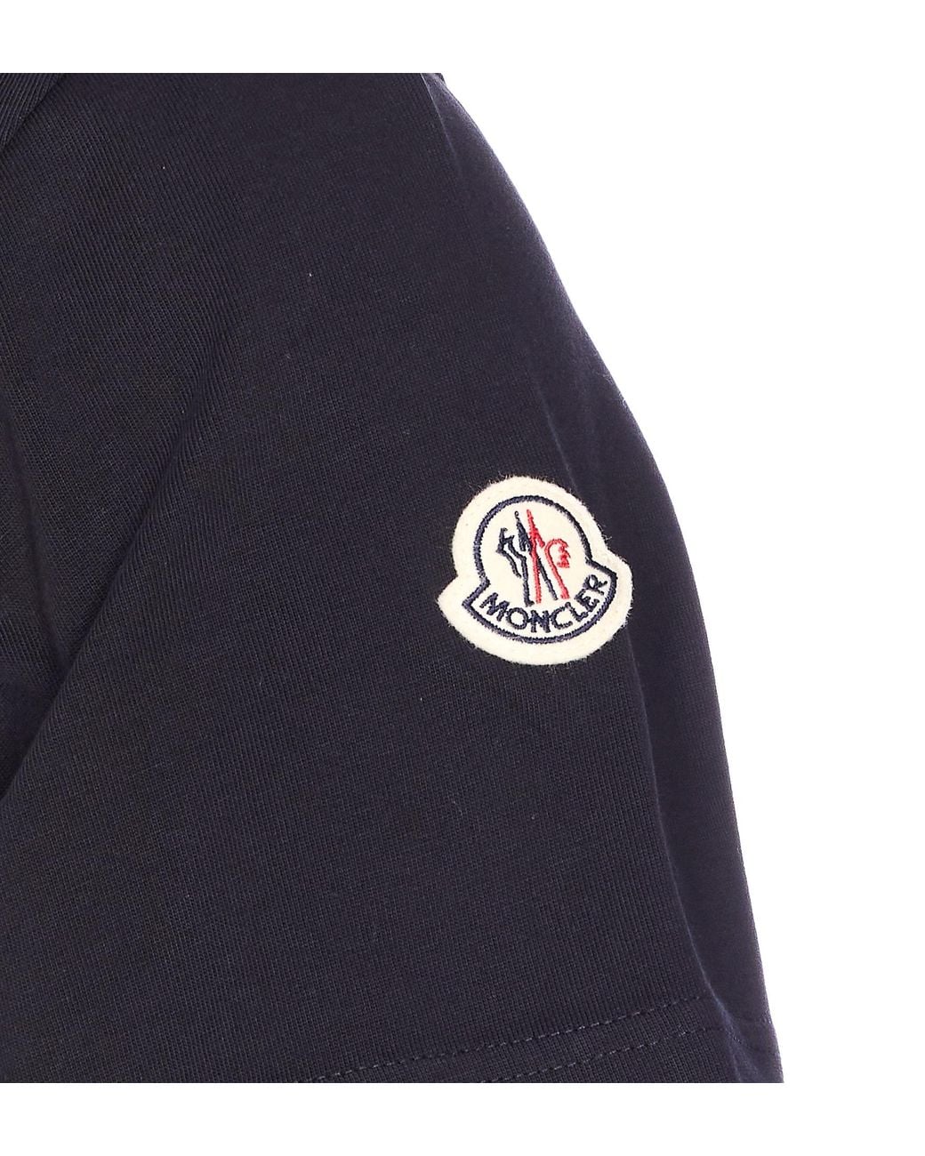 Moncler Blue Logo Printed Crewneck T-Shirt for men