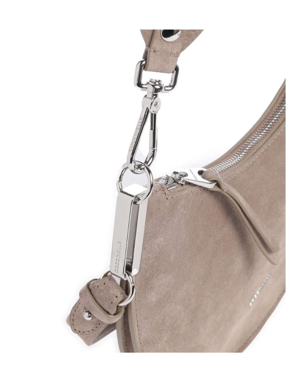 Coccinelle White Curved Zip Shoulder Bag
