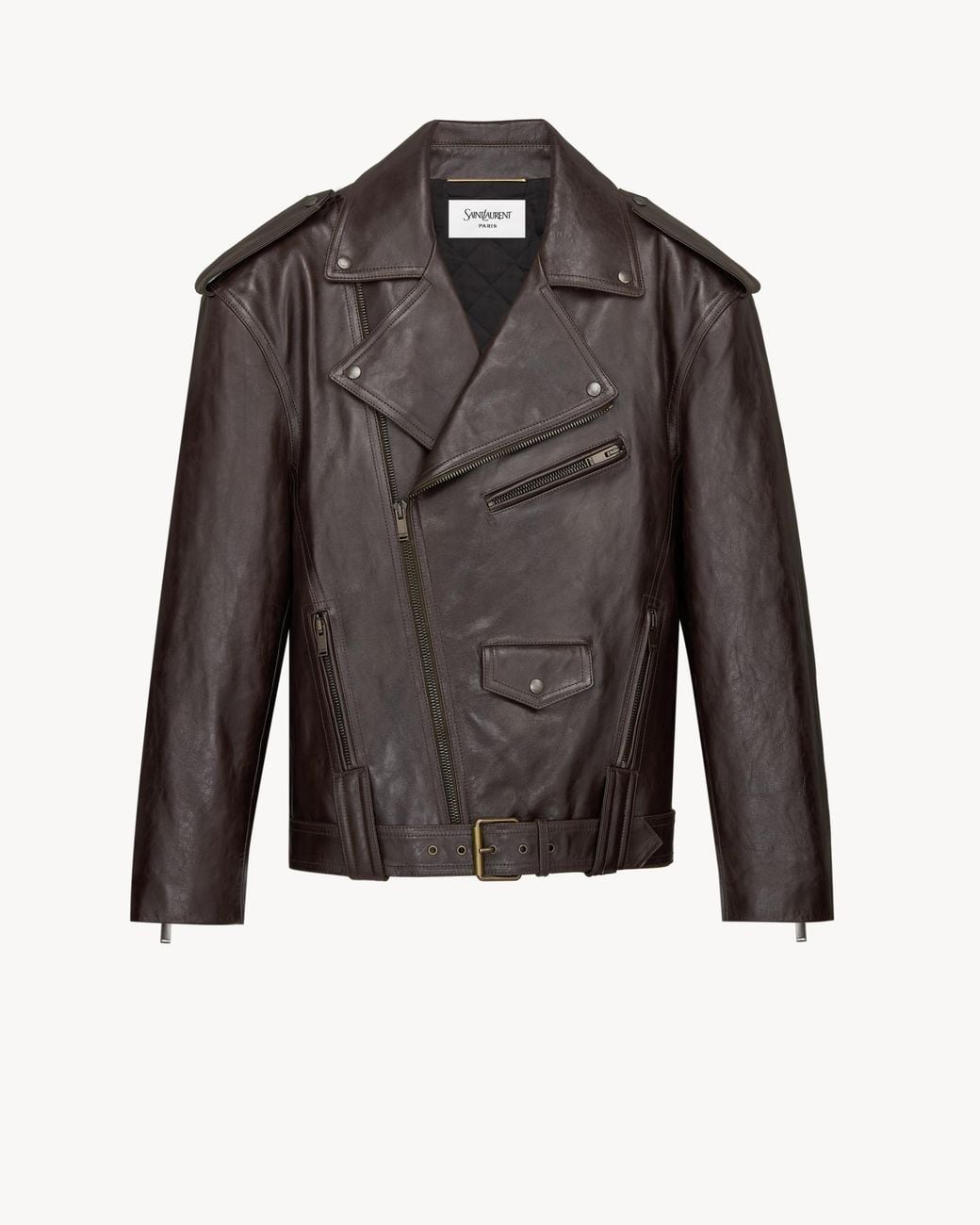 Saint Laurent Black Belted Biker Jacket