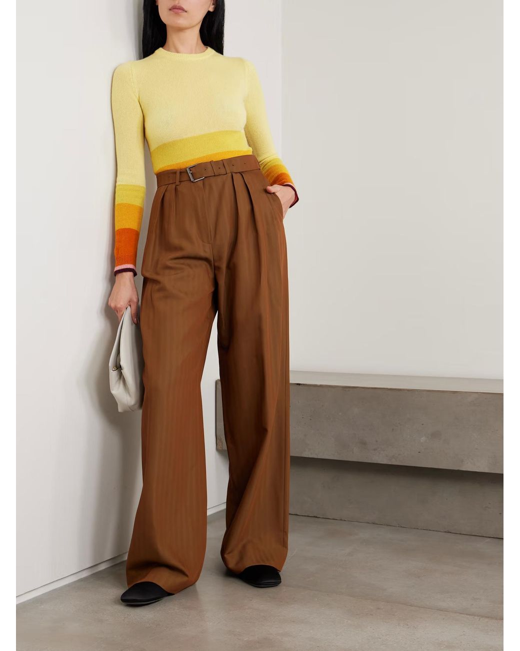LaDoubleJ Yellow Striped Cashmere Sweater