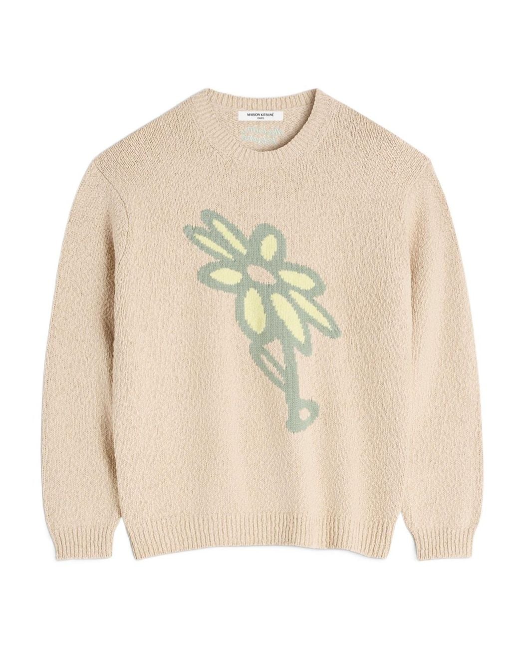Maison Kitsuné Natural Abstract Daisy Intarsia Jumper for men