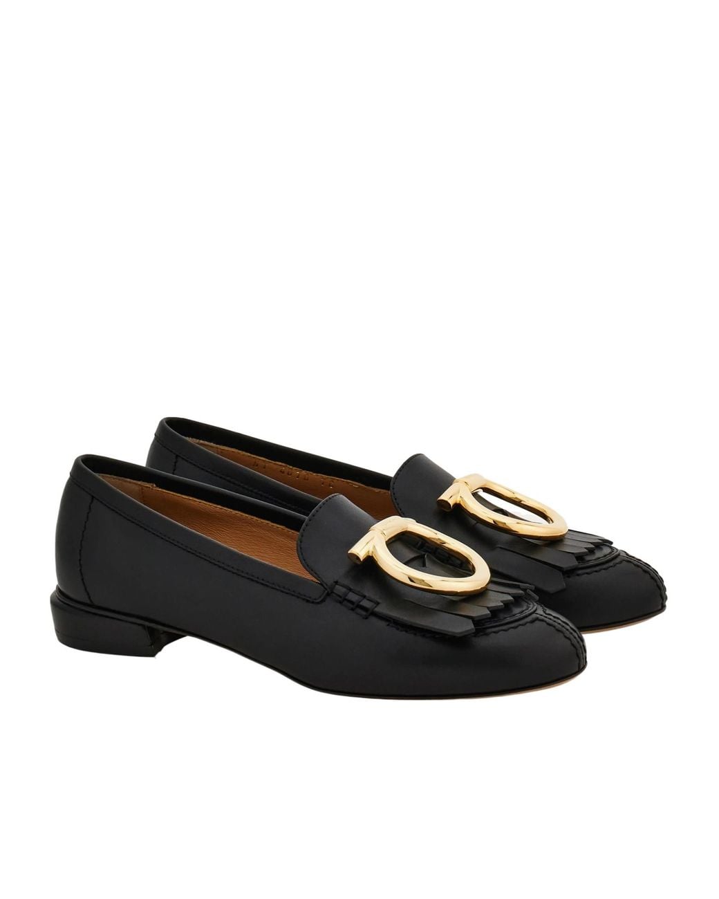 Ferragamo Black Ferragamo Maxi Gancini Fringe Detailed Loafers