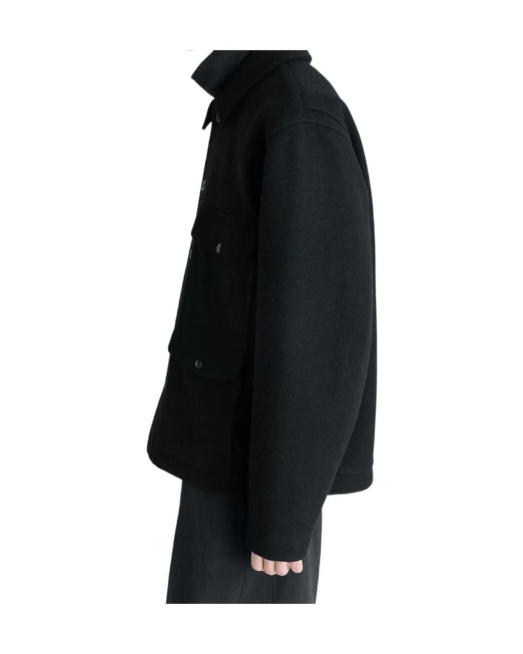 Lemaire Black Patch-Pocket Long-Sleeved Shirt Jacket for men