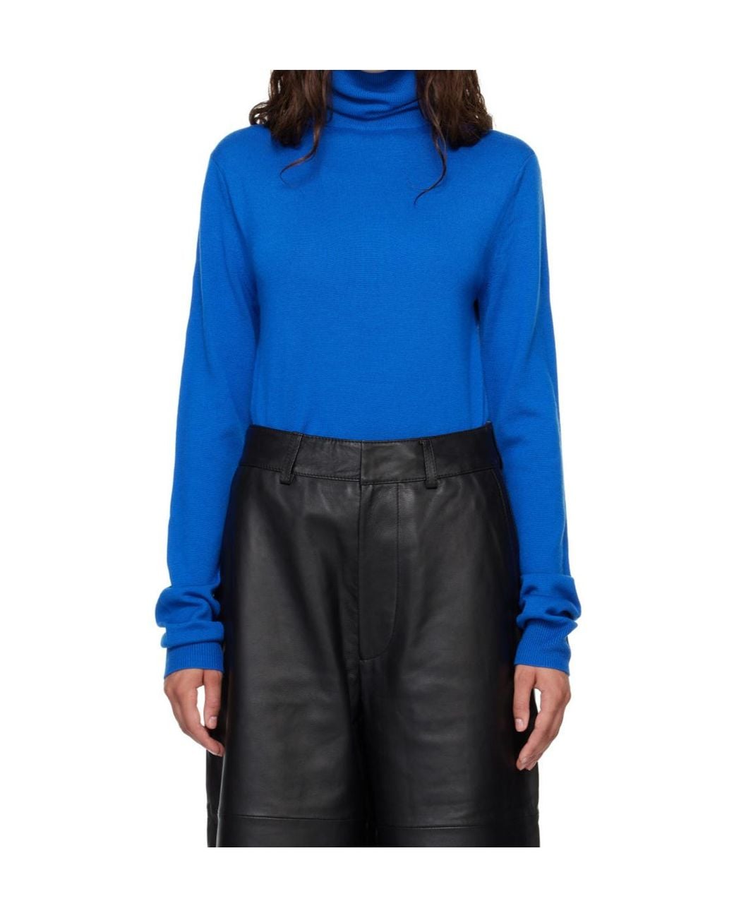 Frankie Shop Blue Turtleneck Long-Sleeve Sweater