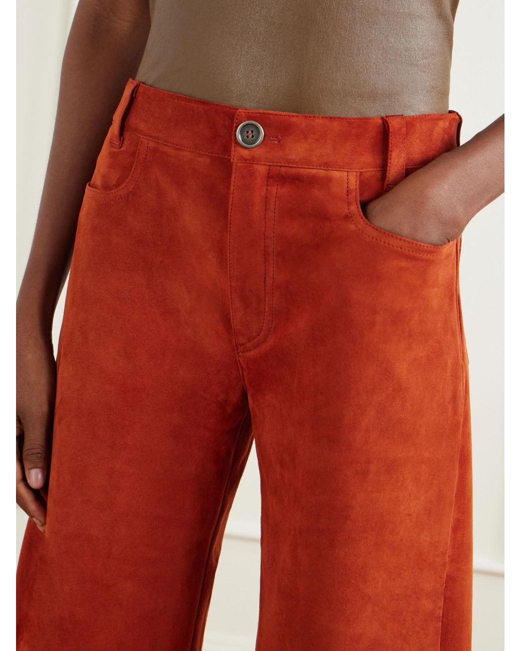 Stouls Orange Lilou Suede Wide-Leg Pants