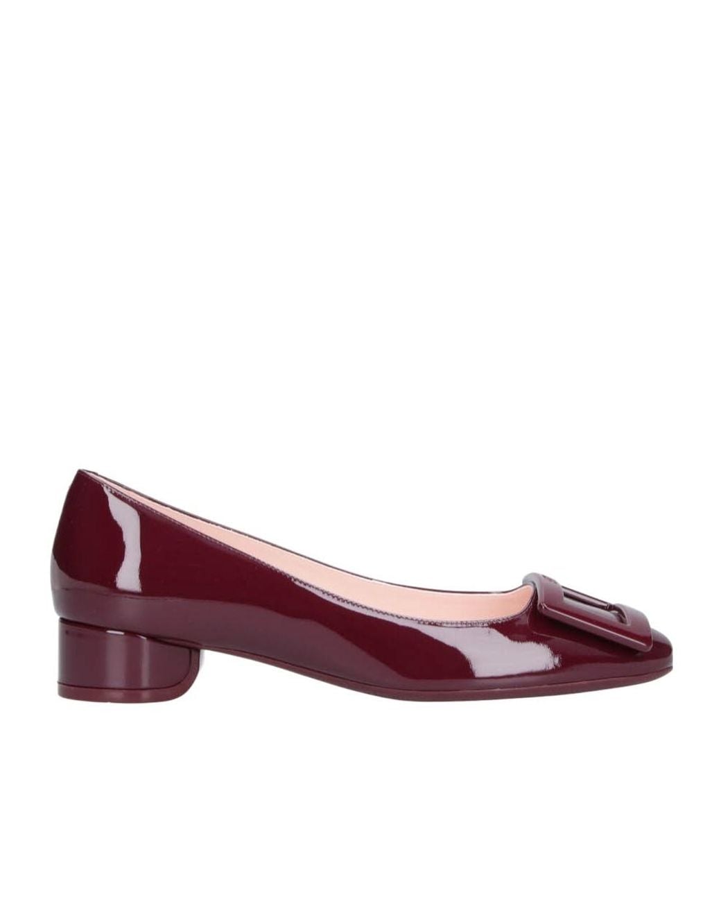 Roger Vivier Purple Buckle Block Heel Pumps