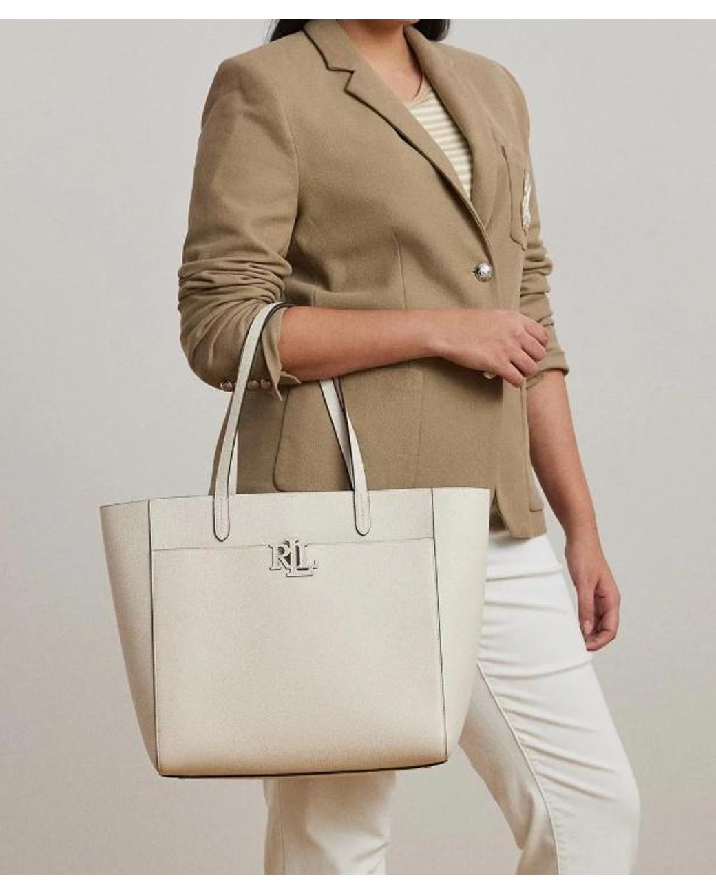 Ralph Lauren White Large Cameryn Tote Bag