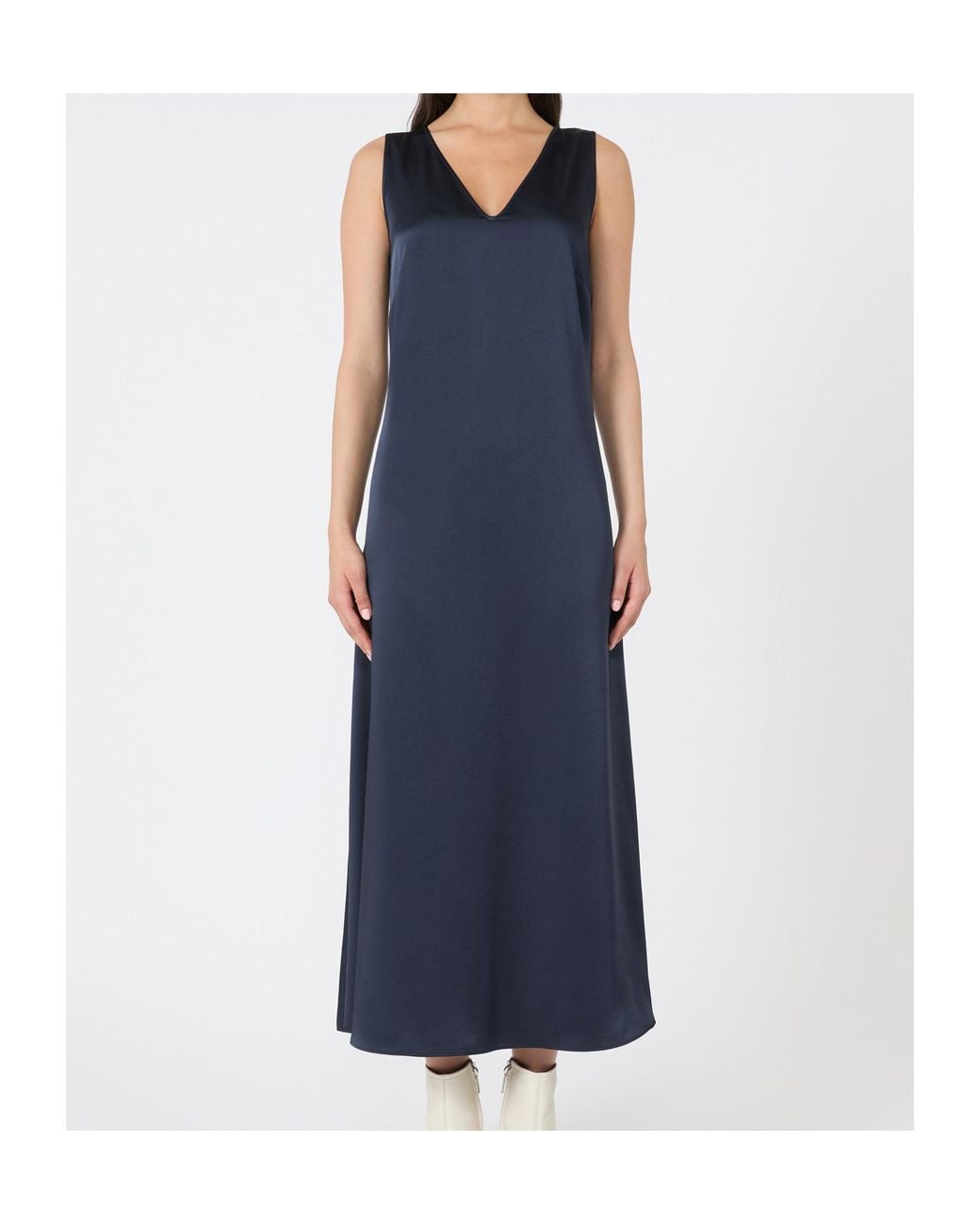 Weekend by Maxmara Blue V-Neck Sleeveless Dress