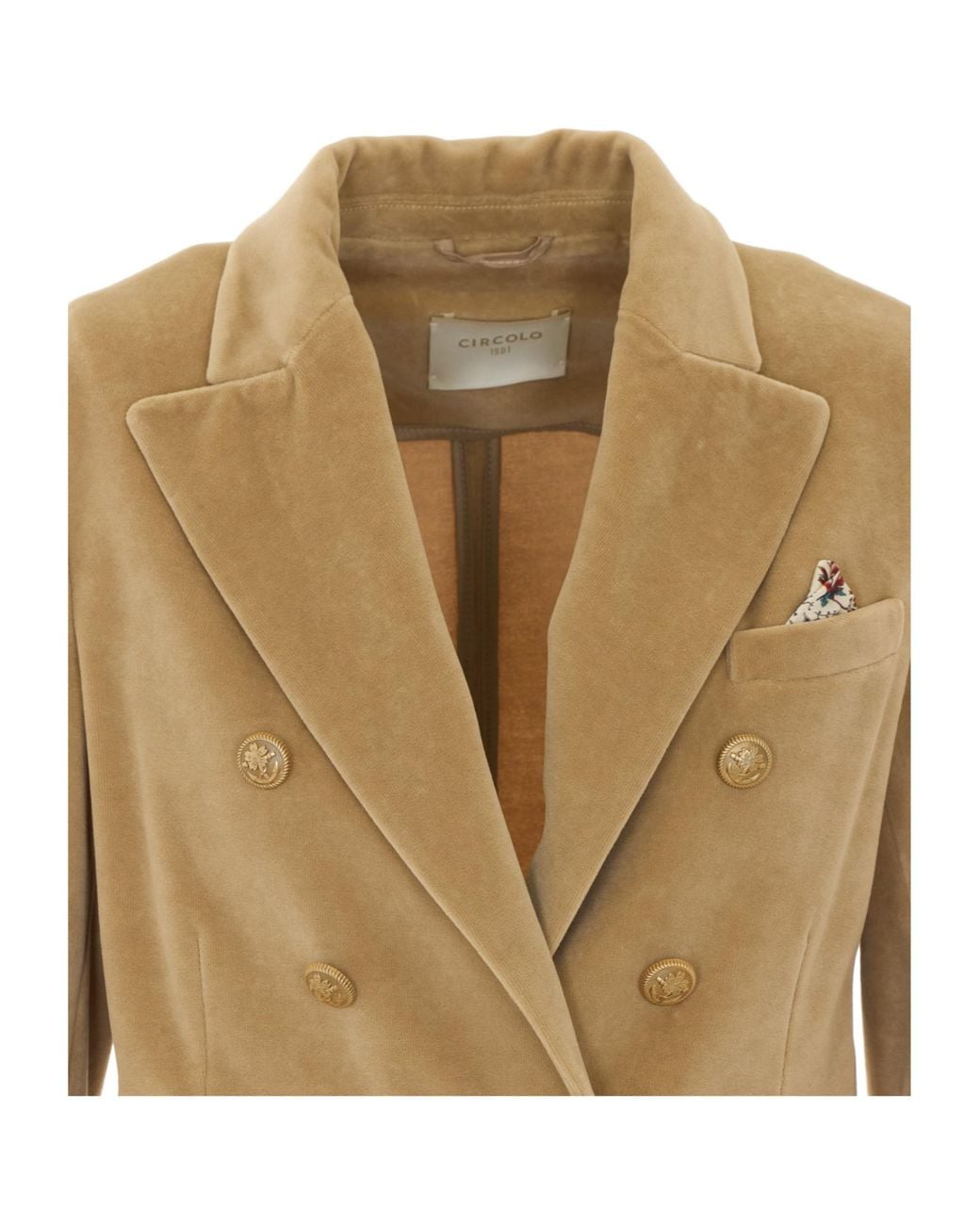 Circolo 1901 Natural Double-Breasted Velvet Blazer