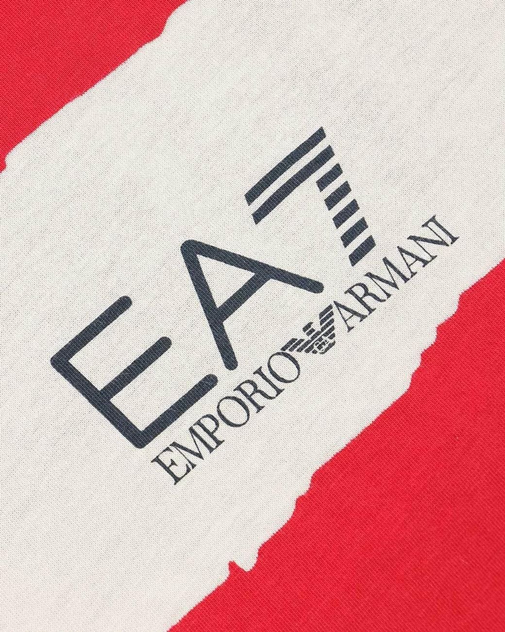 EA7 Red Logo Printed T-Shirt With Round Neck for men