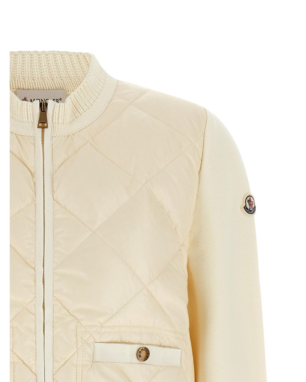 Moncler Natural Logo Patch Padded Cardigan