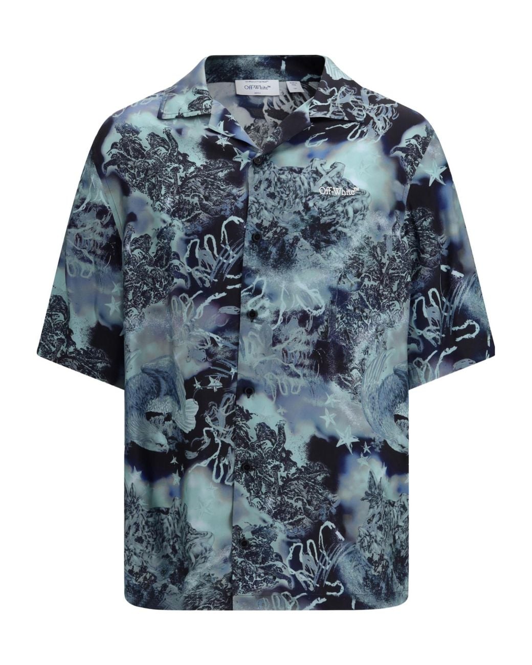 Off-White c/o Virgil Abloh Blue Printed Bowling Shirt for men