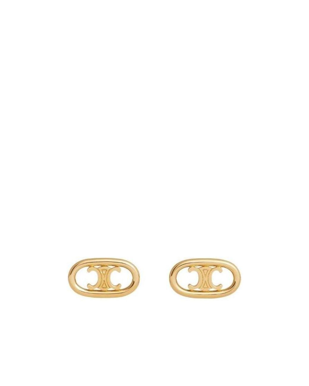Céline Metallic Maillon Triomphe Studs