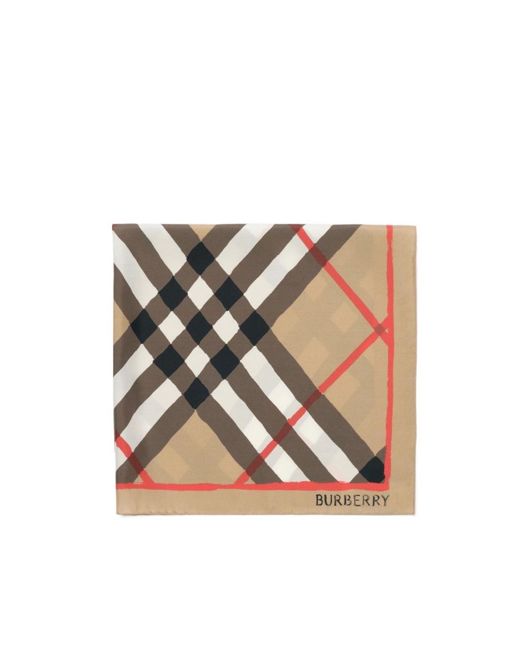 Burberry White Watercolour Check Silk Scarf