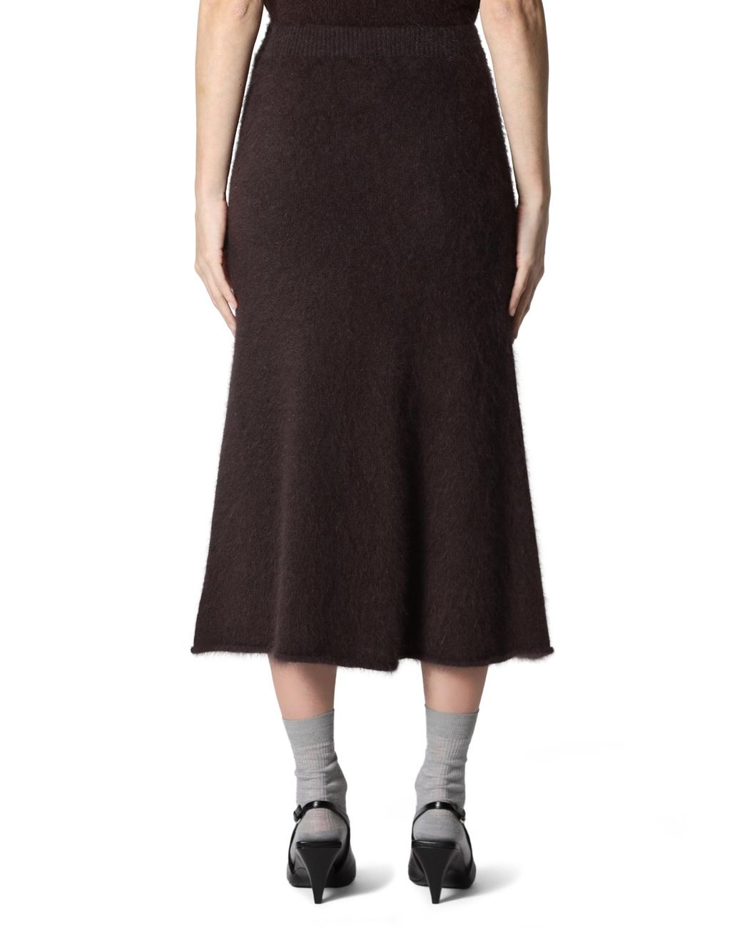 Roberto Collina Brown Knitted Midi Skirt