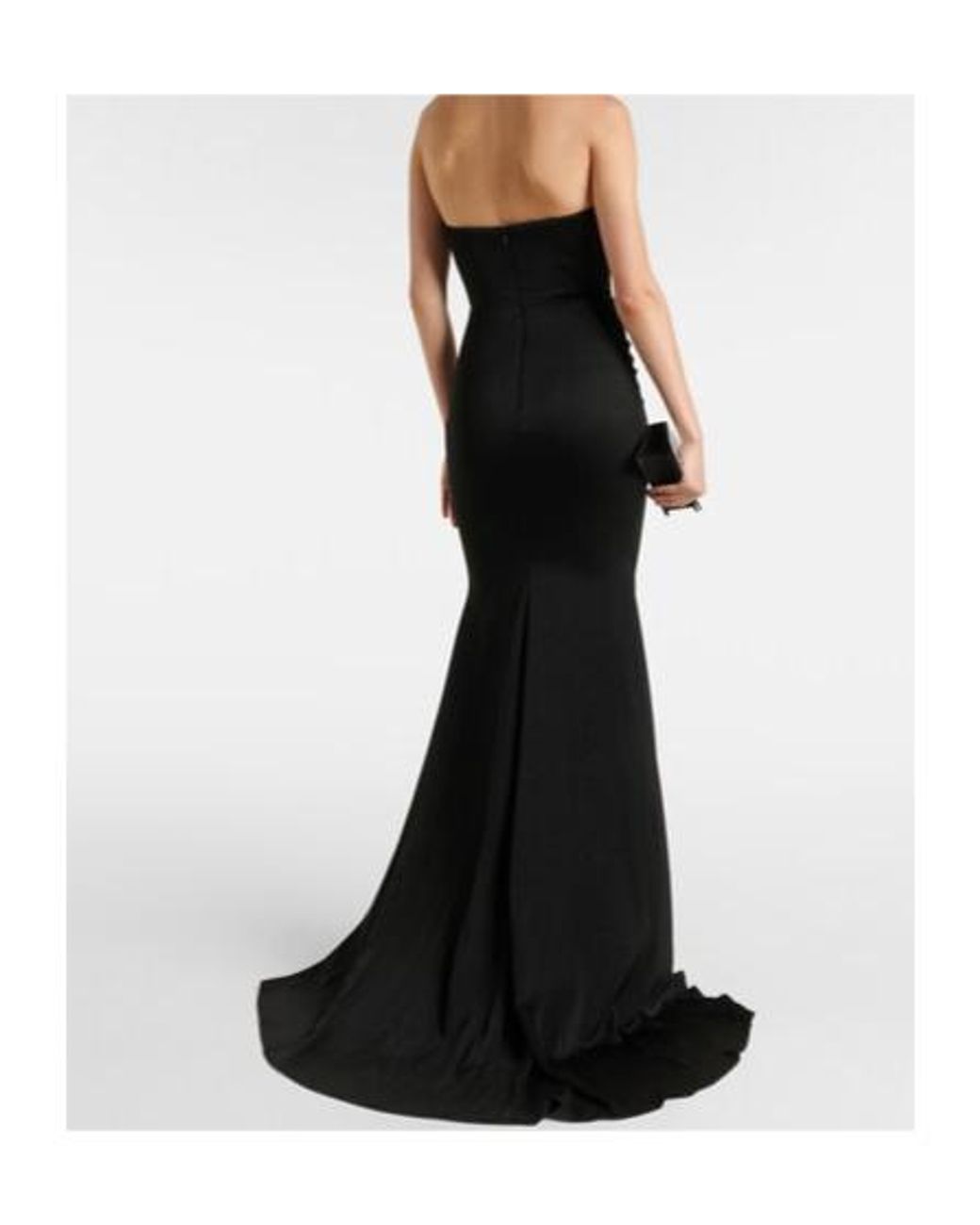 Alex Perry Black Gathered Strapless Satin Gown