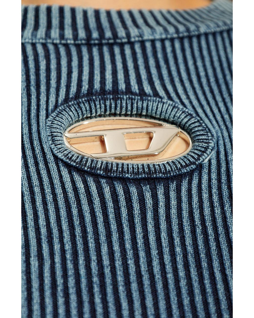DIESEL Blue M-Anchor-A Oval D Rib-Knit Top