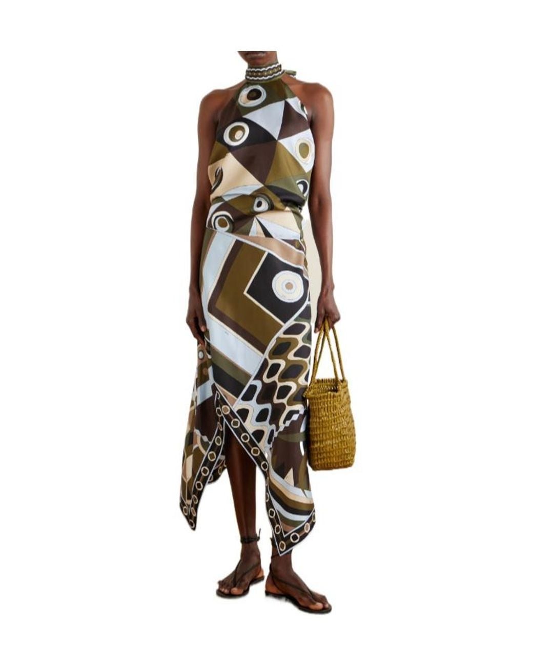 Emilio Pucci White Printed Silk Dress