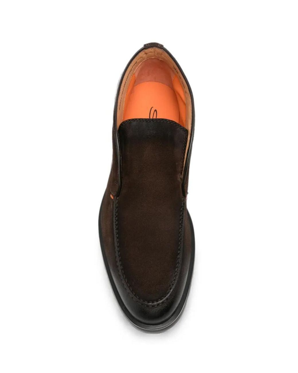 Santoni Brown Round-Toe Leather Loafers for men