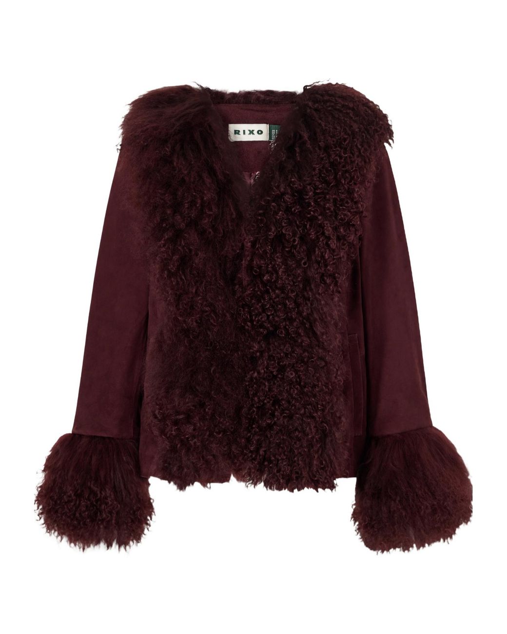 Rixo Purple Shearling-Trimmed Suede Jacket