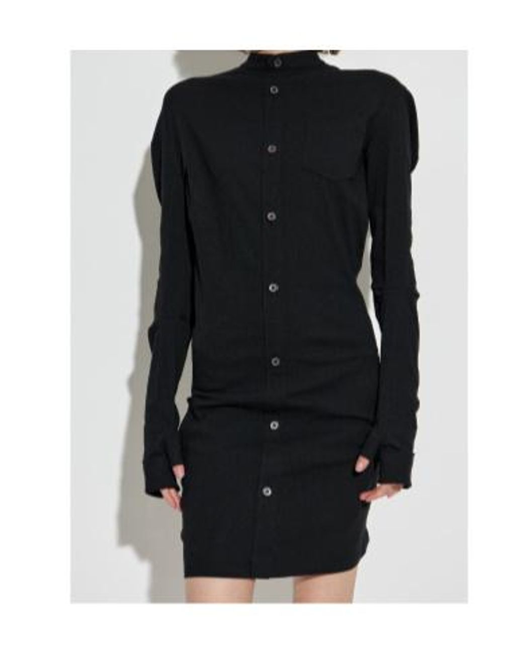 Issey Miyake Black Button-Front Pocket Mini Dress