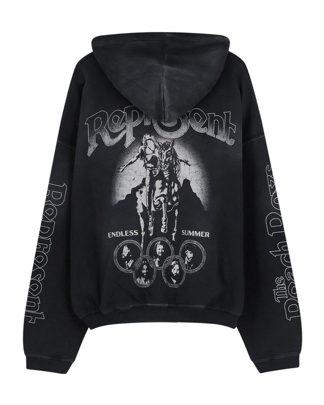 Represent Black Beach Boys Studded Zip Hoodie for men