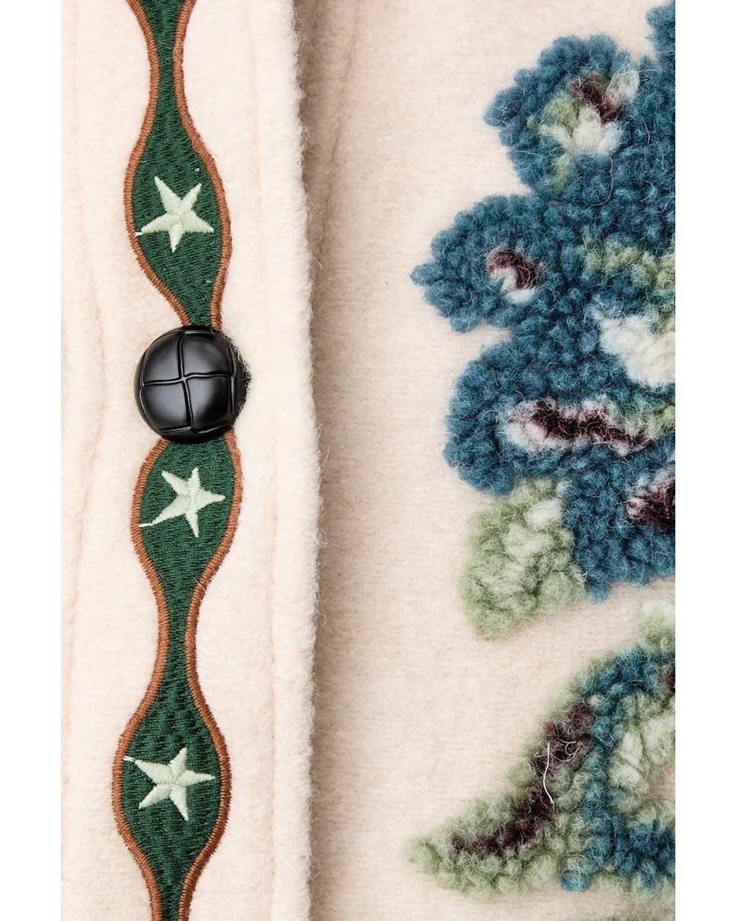 Farm Rio Multicolor Floral-Embroidered Button-Up Jacket