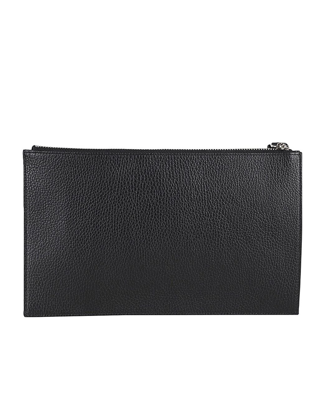 Orciani Black Micron Large Leather Wristlet Bag for men