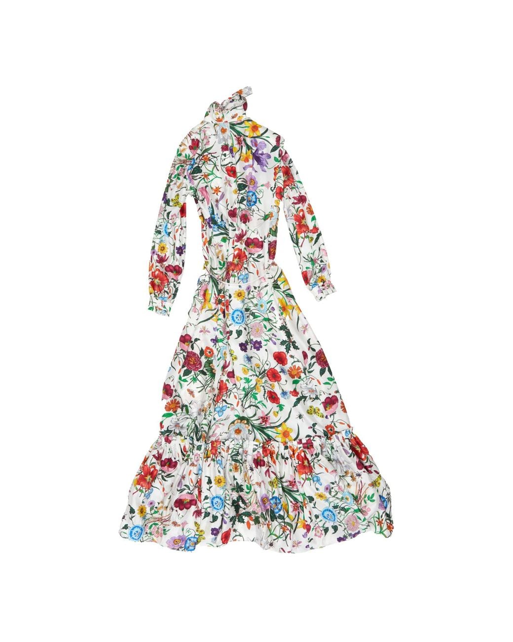 Gucci White Printed Twill Long Dress