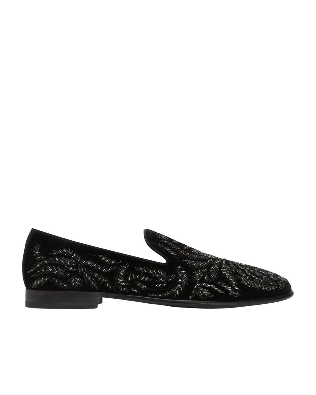 Dolce & Gabbana Black Embellished Velvet Loafers for men